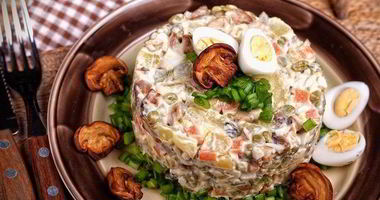 Рецепт Оливье с грибами