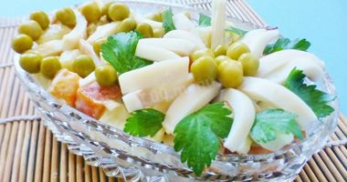 Рецепт Оливье с кальмарами