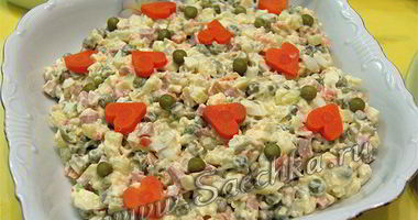 Рецепт Оливье с колбасой