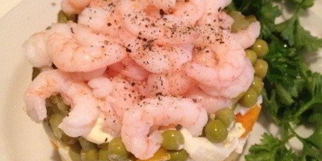 Рецепт Оливье с креветками