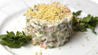 Рецепт Оливье с яблоками