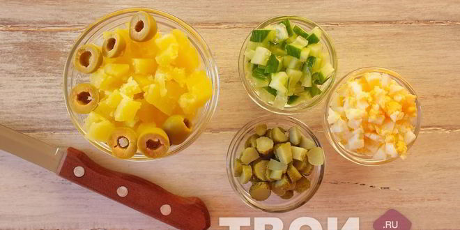 Рецепт оливье с языком