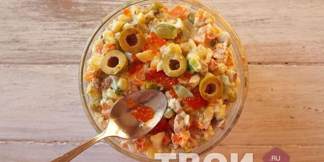 Рецепт оливье с языком