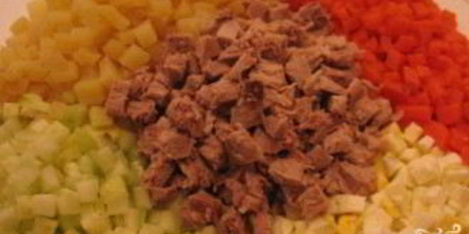 Рецепт салата оливье с индейкой