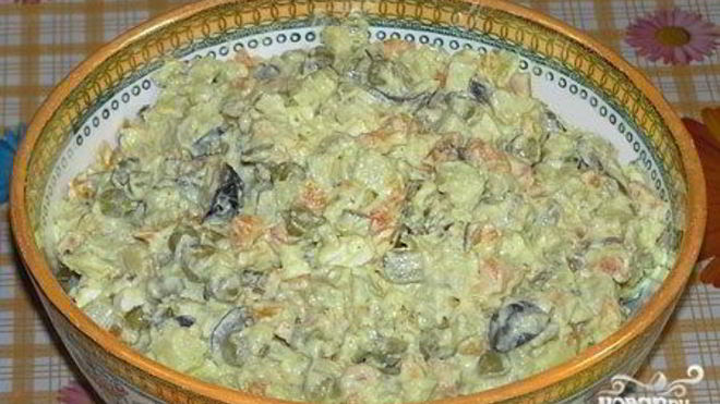 Рецепт салата оливье с капустой