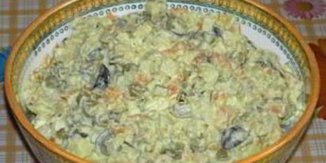 Рецепт салата оливье с капустой