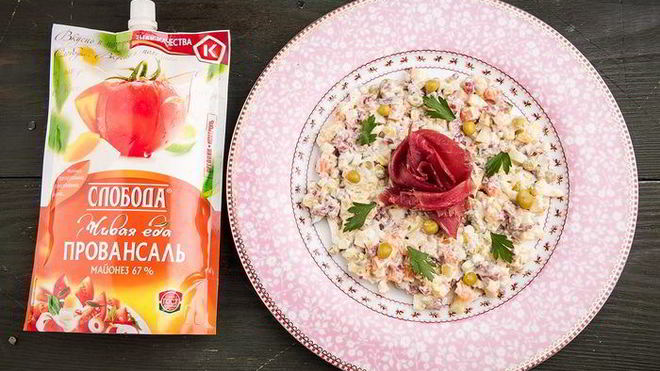 Рецепт салата оливье с копченой говядиной