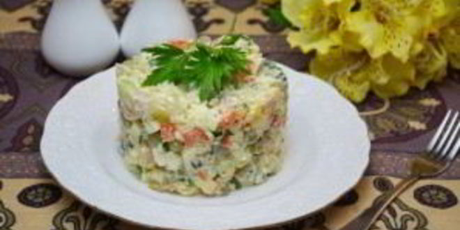 Рецепт салата оливье с курицей