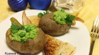 Рецепт Салата оливье в картофельных бочонках