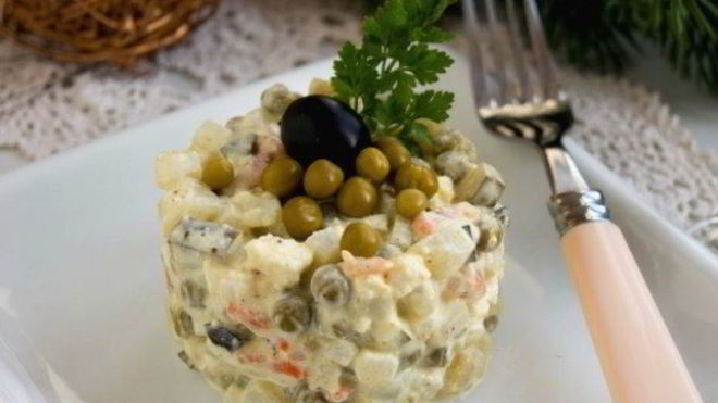 Рецепт вегетарианского салата оливье