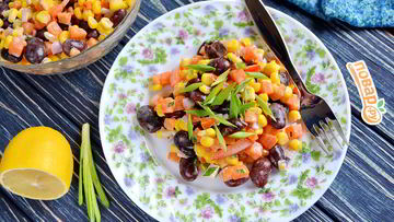 Рецепт Постного салата с фасолью и кукурузой