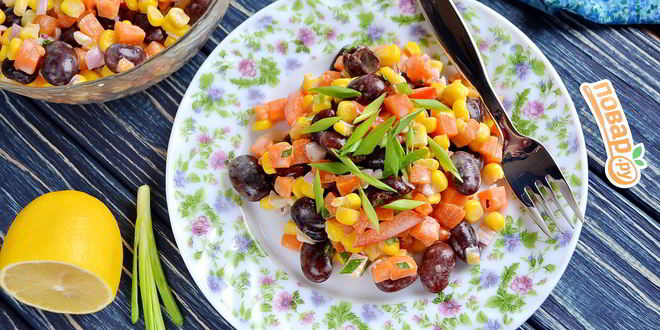 Рецепт Постного салата с фасолью и кукурузой