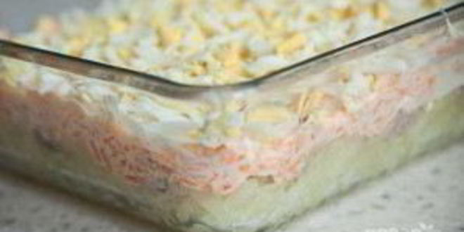 Рецепт мимозы с горбушей