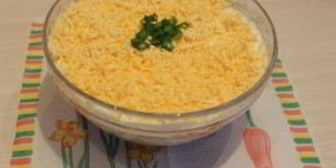 Рецепт мимозы с печенью трески