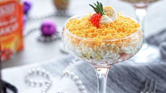 Рецепт мимозы в бокале