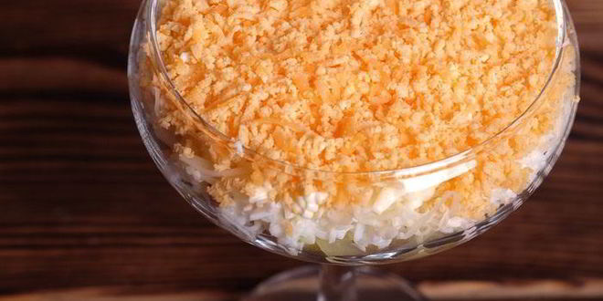 Рецепт мимозы в бокале