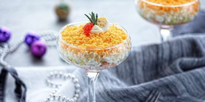 Рецепт мимозы в бокале