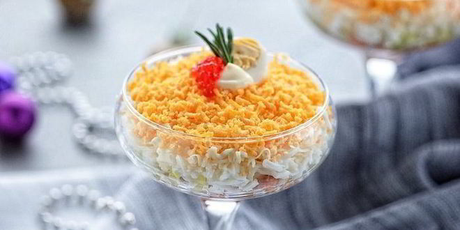 Рецепт мимозы в бокале