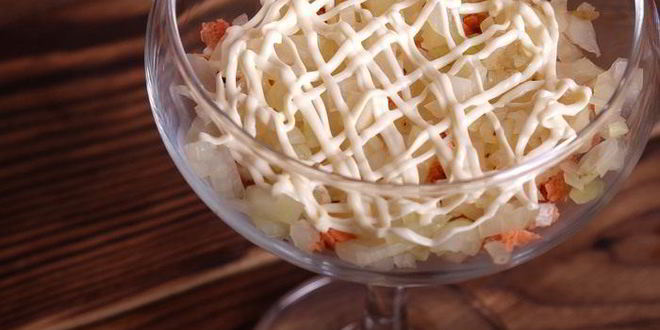 Рецепт мимозы в бокале