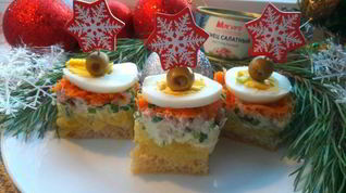 Рецепт Салата-канапе Мимоза с тунцом