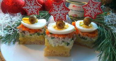 Рецепт Салата-канапе Мимоза с тунцом