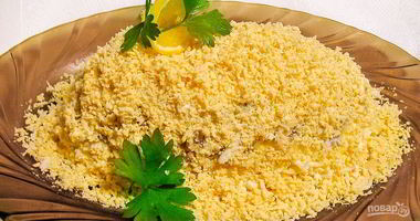 Рецепт Салата Мимоза с консервой и сливочным маслом