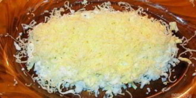 Рецепт салата мимоза с консервой и сливочным маслом