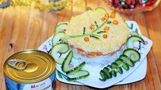 Рецепт Салата Мимоза с тунцом и йогуртом