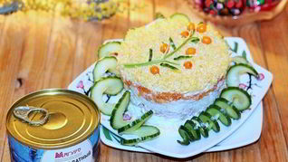 Рецепт Салата Мимоза с тунцом и йогуртом