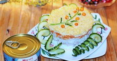 Рецепт Салата Мимоза с тунцом и йогуртом