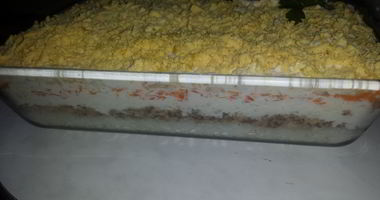 Рецепт Салата Мимоза с тунцом, рисом и картофелем