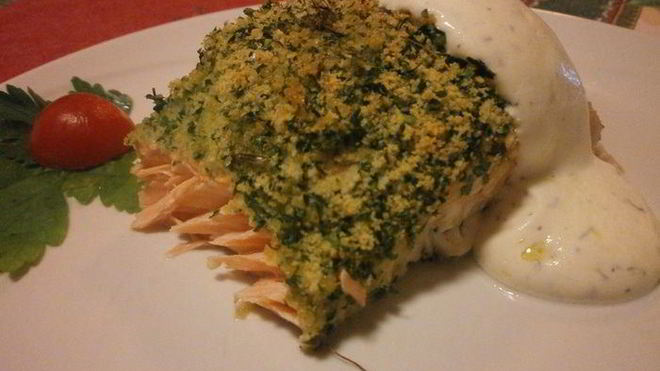 Рецепт филе семги под ароматной шубкой