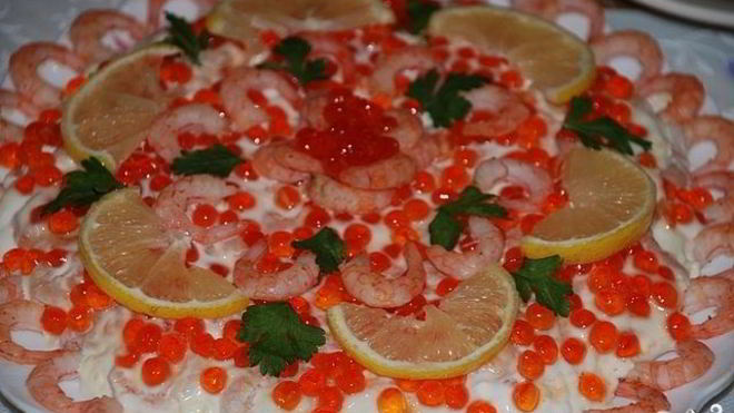 Рецепт креветок под шубой