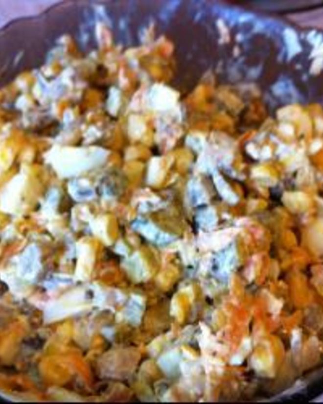 Рецепт салата с кукурузой и грибами