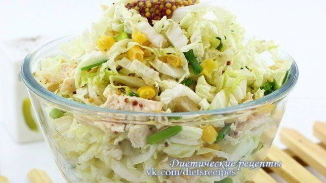 Рецепт салата с пекинской капустой и кукурузой