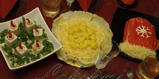 Рецепт салата варежка деда мороза