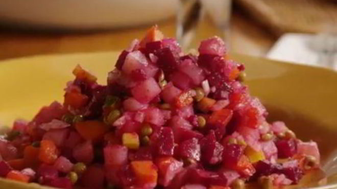 Рецепт домашнего винегрета с фасолью