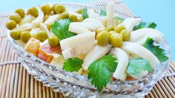 Рецепт салатов с кальмарами