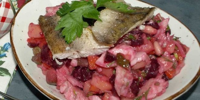 Рецепт старорусского винегрета с судаком