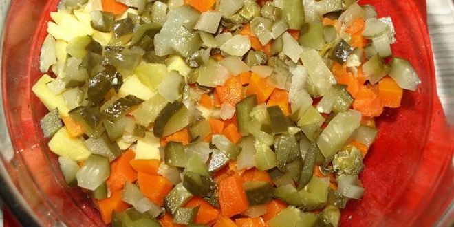 Рецепт старорусского винегрета с судаком