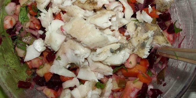 Рецепт старорусского винегрета с судаком