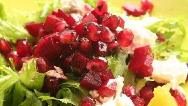 Рецепт винегрета с апельсином и козьим сыром