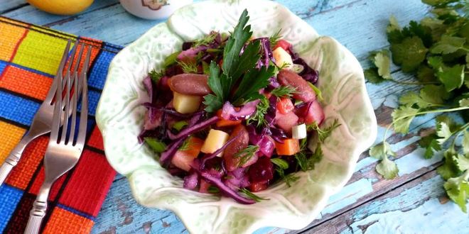 Рецепт Винегрета с фасолью и красной капустой