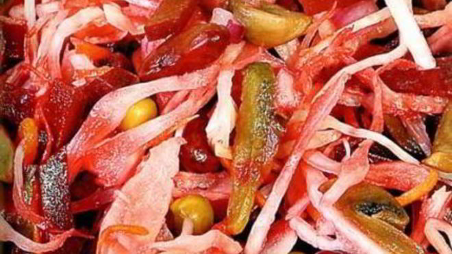 Рецепт винегрета с фасолью и шампиньонами