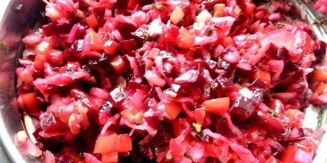 Рецепт винегрета с фасолью и жареным луком