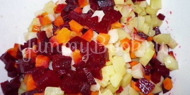 Рецепт винегрета с сельдью и консервированной фасолью