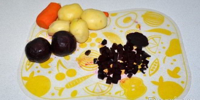 Рецепт винегрета с запеченной свеклой и фасолью