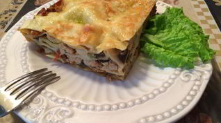 Рецепт Мясной лазанья с бешамель и болонезе с баклажаном