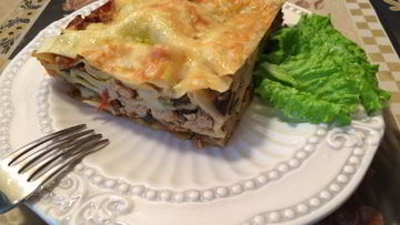 Рецепт Мясной лазанья с бешамель и болонезе с баклажаном