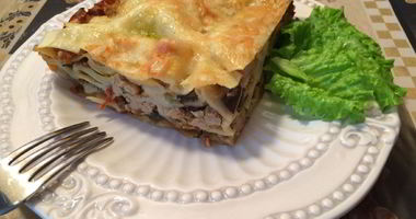 Рецепт Мясной лазанья с бешамель и болонезе с баклажаном